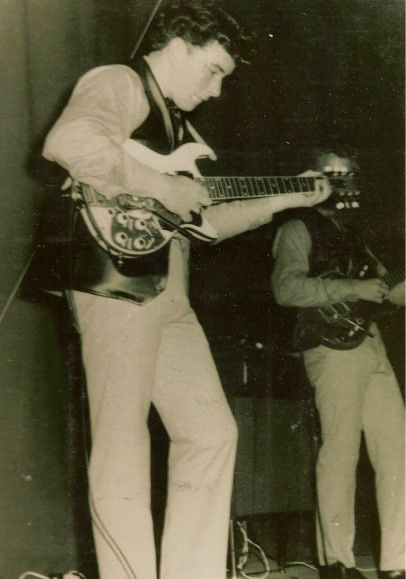 John Donoghue performing with  the Strangers, 1964. Steve Musaphia in background.